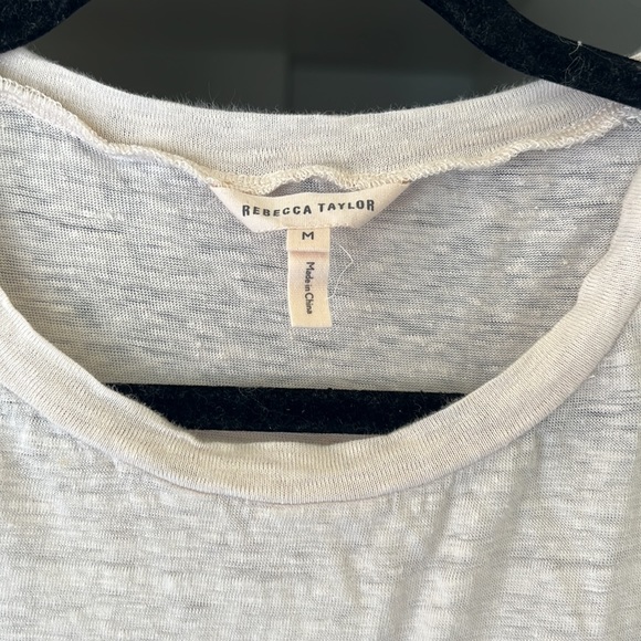 Rebecca Taylor Blush Linen Ruffle Tee - Picture 2 of 2